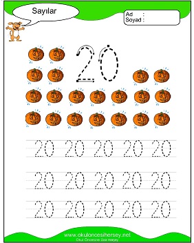 okul öncesi 1 sayısı çizgi çalışması